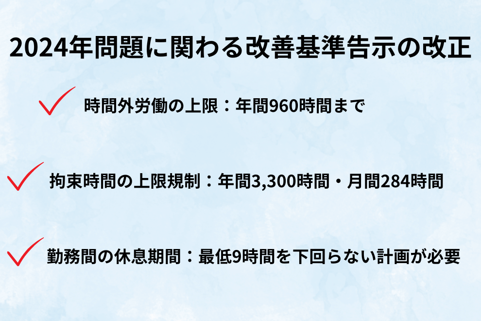 2024年問題に関わる改善基準告示の改正