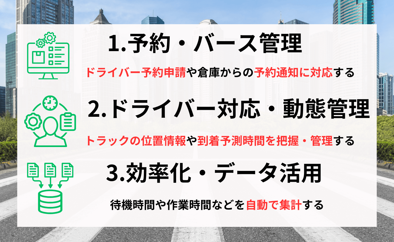 トラックバース予約システムの主な機能